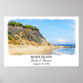 Block Island Rhode Island Poster, Aquarel Poster (Voorkant)