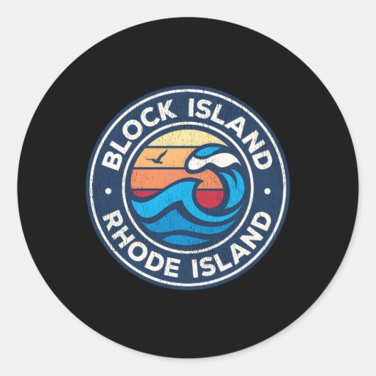 Block Island Rhode Island Ri nautische golven Ronde Sticker (Voorkant)