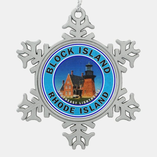 Block Island Rhode Island Southeast Lighthouse Tin Sneeuwvlok Ornament (Voorkant)