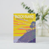 Block Island Rhode Island Travel Art Vintage Briefkaart (Staand voorkant)