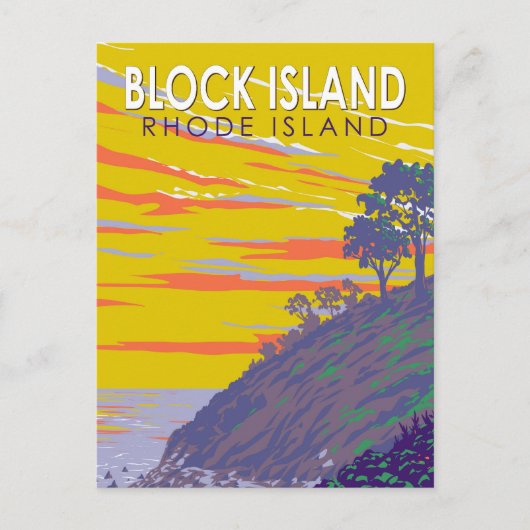 Block Island Rhode Island Travel Art Vintage Briefkaart (Voorkant)