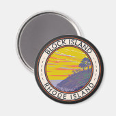Block Island Rhode Island Travel Art Vintage Magneet (Voorkant / Achterkant)