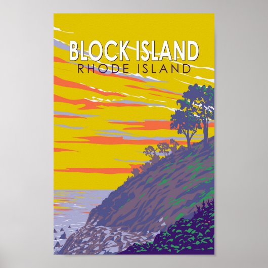 Block Island Rhode Island Travel Art Vintage Poster (Voorkant)