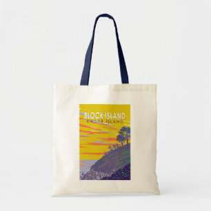 Block Island Rhode Island Travel Art Vintage Tote Bag