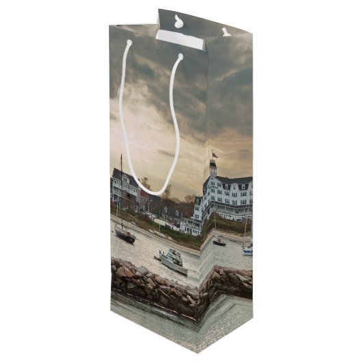 Block Island, Rhode Island Wijn Cadeautas (Achterkant Gekanteld)