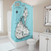 Block Island RI Kaart Gordijn