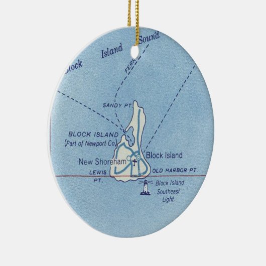 Block Island RI  Map Keramisch Ornament (Rechts)