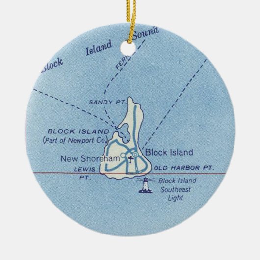 Block Island RI  Map Keramisch Ornament (Voorkant)
