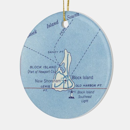 Block Island RI  Map Keramisch Ornament (Links)