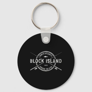 Block Island Ri Vintage Gekruiste Vissenstokken Sleutelhanger