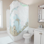 Block Island Sound en Gardiners Bay Grafiek Douchegordijn (In situ)