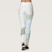 Block Island Sound en Gardiners Bay Grafiek Leggings (Achterkant)