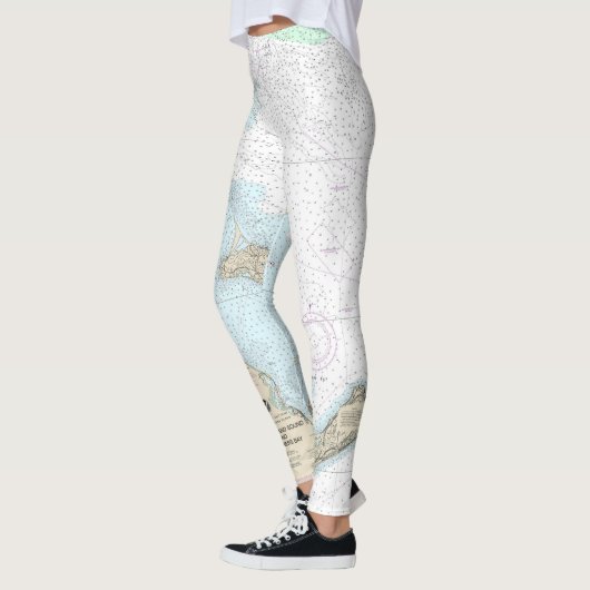 Block Island Sound en Gardiners Bay Grafiek Leggings (Links)