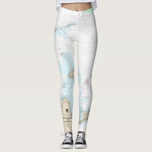 Block Island Sound en Gardiners Bay Grafiek Leggings
