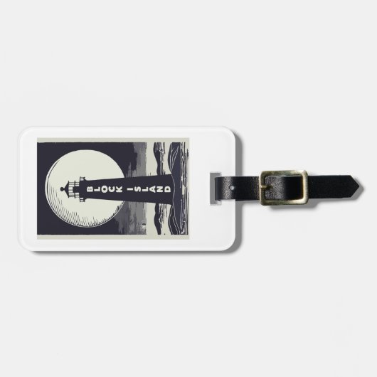 Block Island Vuurtoren Rhode Island Moon Bagagelabel (Voorkant horizontaal)