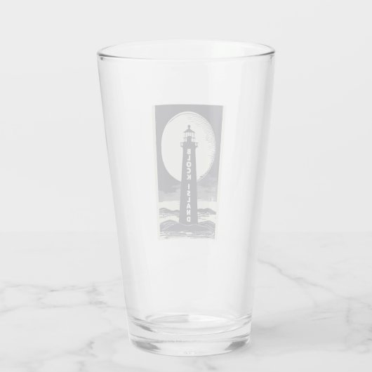 Block Island Vuurtoren Rhode Island Moon Glas (Achterkant)