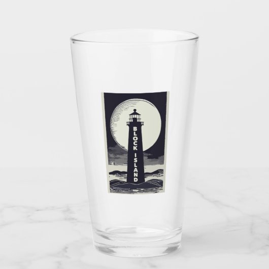 Block Island Vuurtoren Rhode Island Moon Glas (Voorkant)