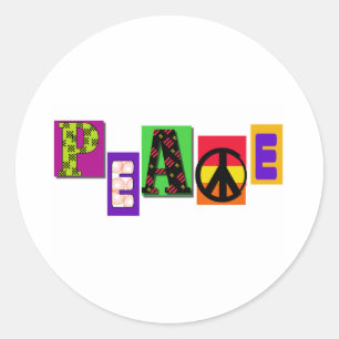 Block Letters Peace Ronde Sticker
