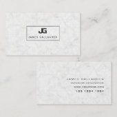 BLOCK Monogram zwart Open Lijst op witte marmer Visitekaartje (Voorkant / Achterkant)