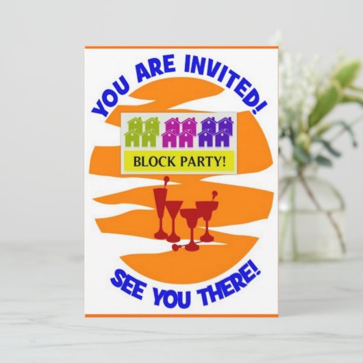 BLOCK-PARTIJINVITATIE KAART (Staand voorkant)