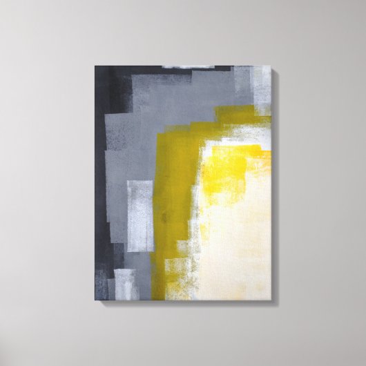 'Block Party' Grijs en Geel Abstract Art Print (Voorkant)