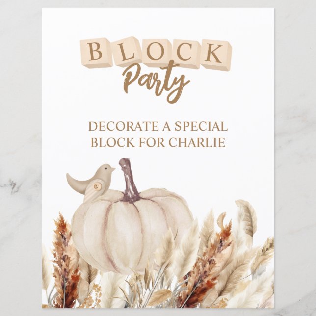 Block Party Herfst Baby shower activiteit (Voorkant)