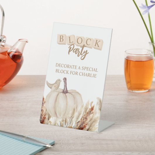 Block Party Herfst Baby shower activiteit Reclamebord Met Voetstuk (Insitu)