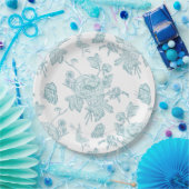 Block Print Aqua Paper Plates Papieren Bordje (Feest)