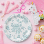 Block Print Aqua Paper Plates Papieren Bordje (Feest)