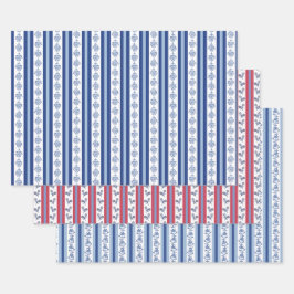 Block Print Botanical Stripes  Inpakpapier Vel