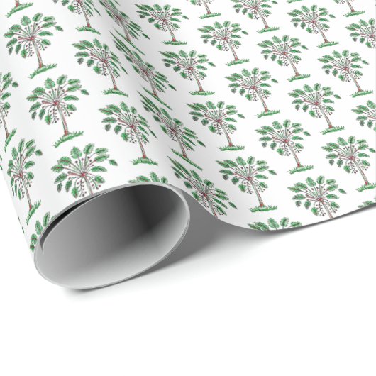 Block Print Christmas Palmetto Wrapping Paper Cadeaupapier (Rol Hoek)
