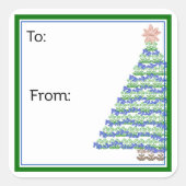 Block Print Flower Christmas Tree Sticker (Voorkant)