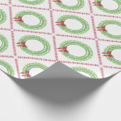 Block Print Flower Wreath Wrapping Paper Cadeaupapier (Hoek)