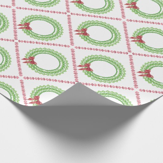 Block Print Flower Wreath Wrapping Paper Cadeaupapier (Hoek)