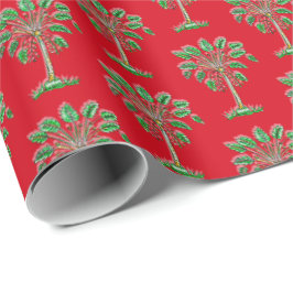 Block Print Palmetto Christmas Wrapping Paper Cadeaupapier