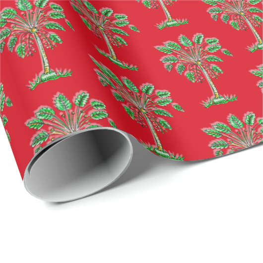 Block Print Palmetto Christmas Wrapping Paper Cadeaupapier (Rol Hoek)