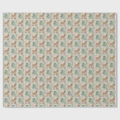 Block Print Schaap Ezel Quilt - Groen Bruin. Cadeaupapier (Vlak)