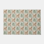Block Print Schaap Ezel Quilt - Groen Bruin. Deurmat (Voorkant)