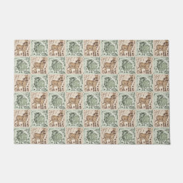 Block Print Schaap Ezel Quilt - Groen Bruin. Deurmat