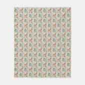 Block Print Schaap Ezel Quilt - Groen Bruin. Fleece Deken (Voorkant)
