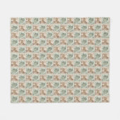 Block Print Schaap Ezel Quilt - Groen Bruin. Fleece Deken (Voorkant (Horizontaal))