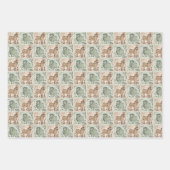 Block Print Schaap Ezel Quilt - Groen Bruin. Inpakpapier Vel (Voorkant 2)