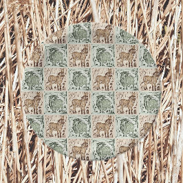 Block Print Schaap Ezel Quilt - Groen Bruin. Papieren Bordje