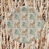 Block Print Schaap Ezel Quilt - Groen Bruin. Papieren Bordje