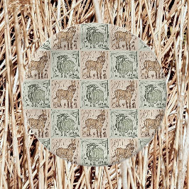 Block Print Schaap Ezel Quilt - Groen Bruin. Papieren Bordje