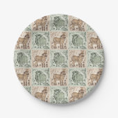 Block Print Schaap Ezel Quilt - Groen Bruin. Papieren Bordje (Voorkant)