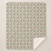 Block Print Schaap Ezel Quilt - Groen Bruin. Sherpa Deken (Voorkant)