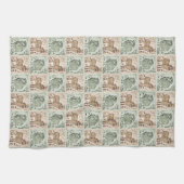 Block Print Schaap Ezel Quilt - Groen Bruin. Theedoek (Horizontaal)