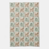 Block Print Schaap Ezel Quilt - Groen Bruin. Theedoek (Verticaal)