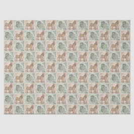 Block Print Schaap Ezel Quilt - Groen Bruin. Tissuepapier